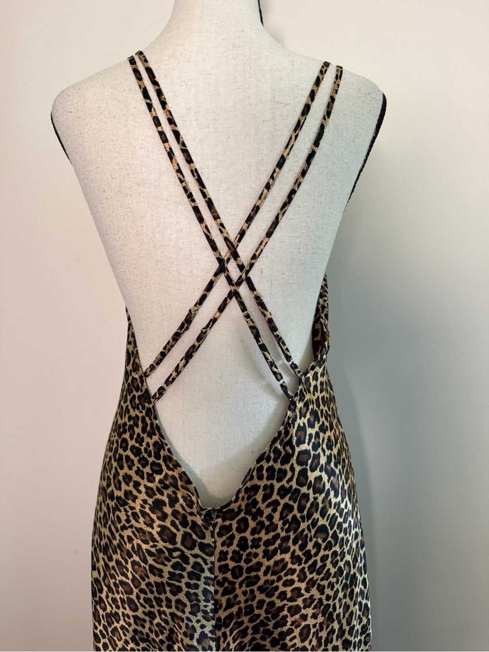 Victoria's Secret 1999 Leopard Slip Maxi Dress - Black & Tan - Picture 8 of 12